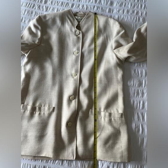 JAEGER Vintage Cream Linen Blend Lined Long Jacket Neutral Coastal Classic Chic - Picture 14 of 17